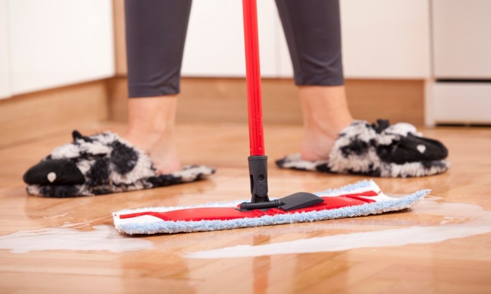 deep cleaning in the living room